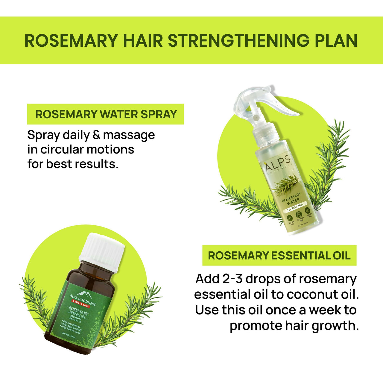 Alps Goodness Rosemary Haircare Power Duo with Rosemary Water & Rosemary Essential Oil