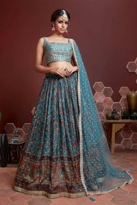 Thumbnail for Wedding Designer Sky Chinon Silk Lehenga Choli - Anbazaar - Distacart