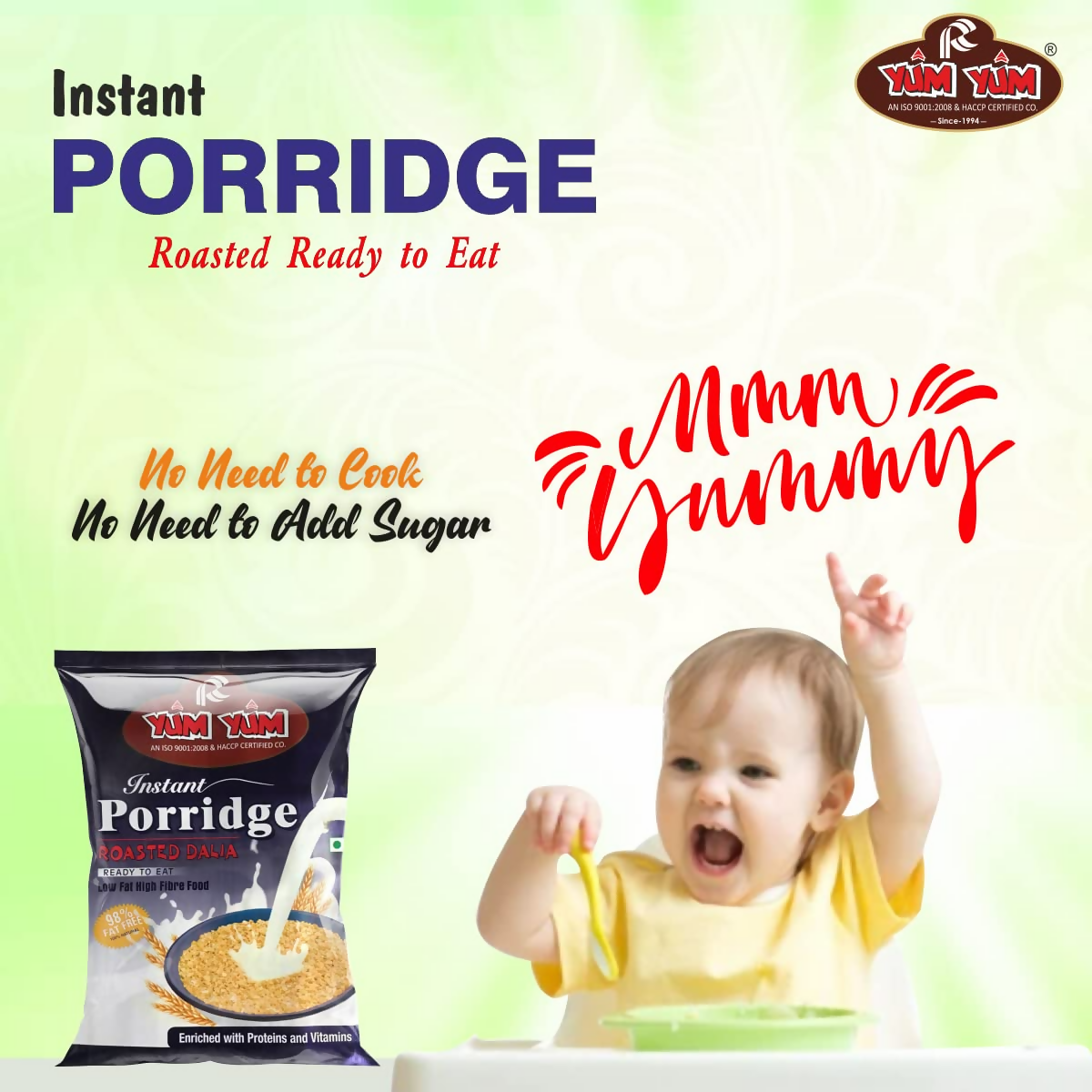 Yum Yum High Fiber Instant Roasted Porridge Honey Flavor