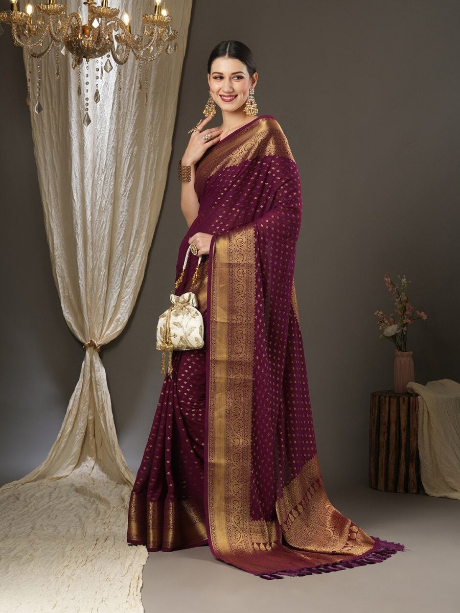 Anouk Ethnic Motifs Zari Pure Georgette Kanjeevaram Saree - Distacart