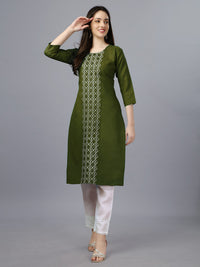 Thumbnail for Malishka Women's Embroidered Straight Green Kurti - Distacart