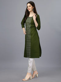 Thumbnail for Malishka Women's Embroidered Straight Green Kurti - Distacart