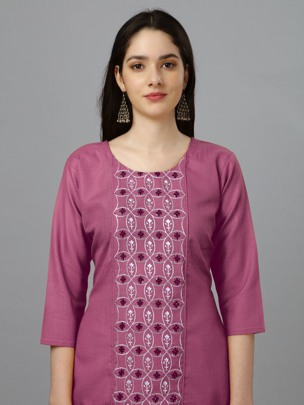 Malishka Women's Embroidered Straight Wine Kurti - Distacart