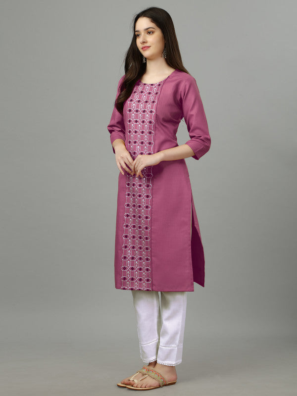 Malishka Women's Embroidered Straight Wine Kurti - Distacart