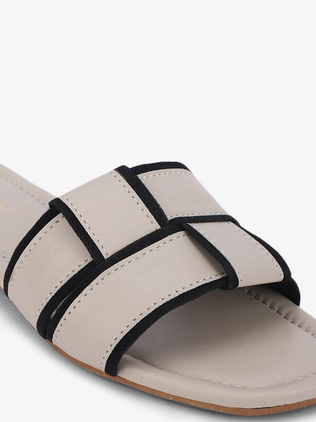 DressBerry Beige Woven Design Open Toe Flats