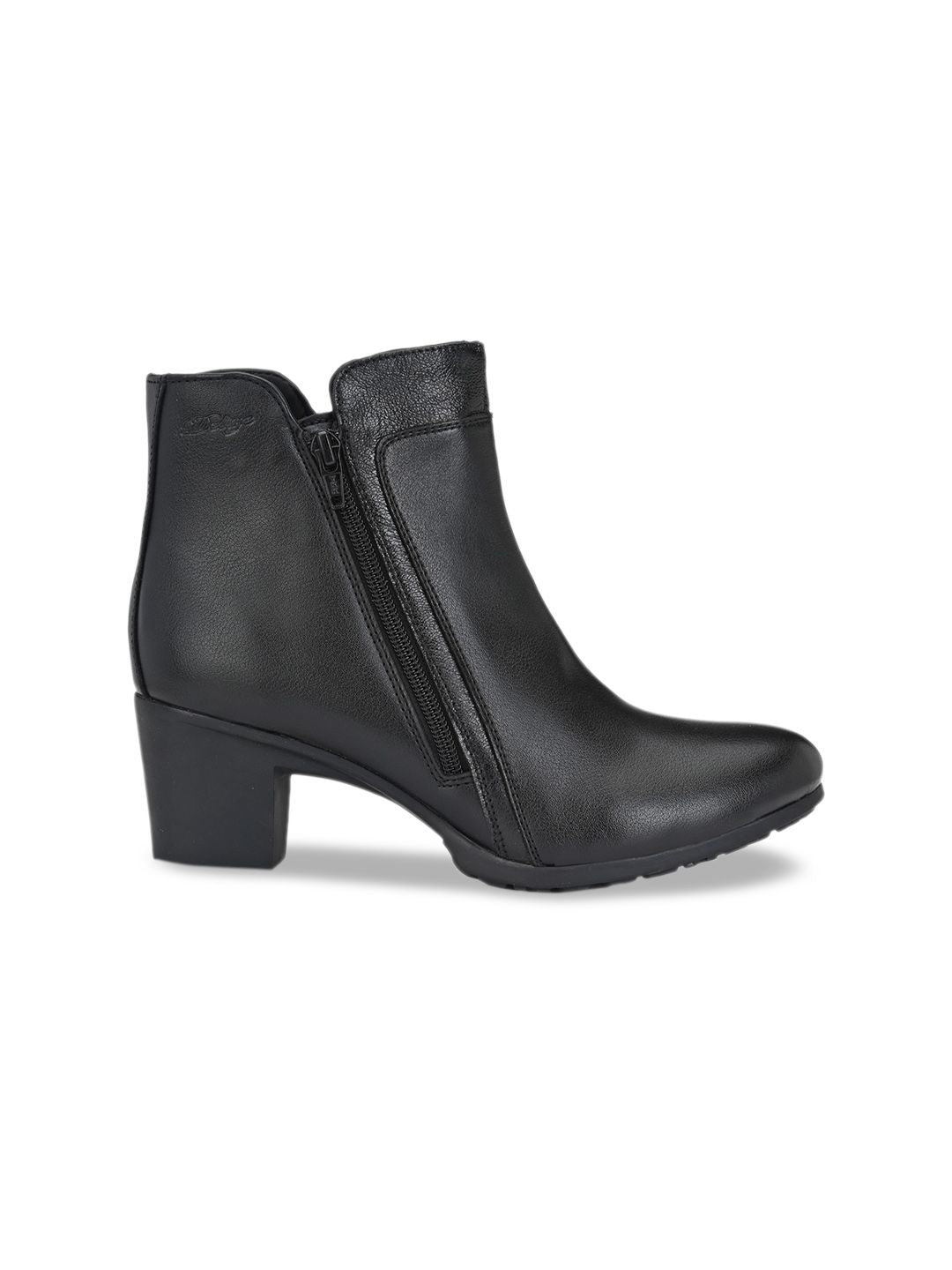 Delize Women Black Textured Heeled Boots