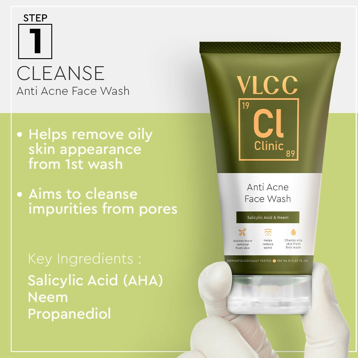 VLCC Clinic Acne Control Regime CSMS (Cleanser, Serum, Moisturizer, Sunscreen) For Acne Care Combo