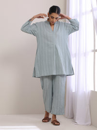 Thumbnail for trueBrowns Eggshell Blue Dobby Relaxed Fit Co-Ord Set - Distacart