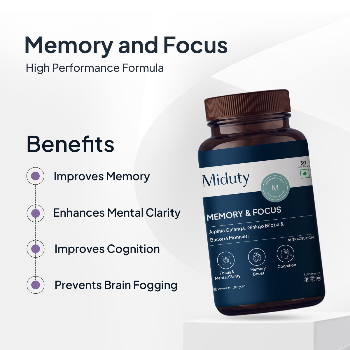 Miduty by Palak Notes Memory & Focus Capsules - Distacart