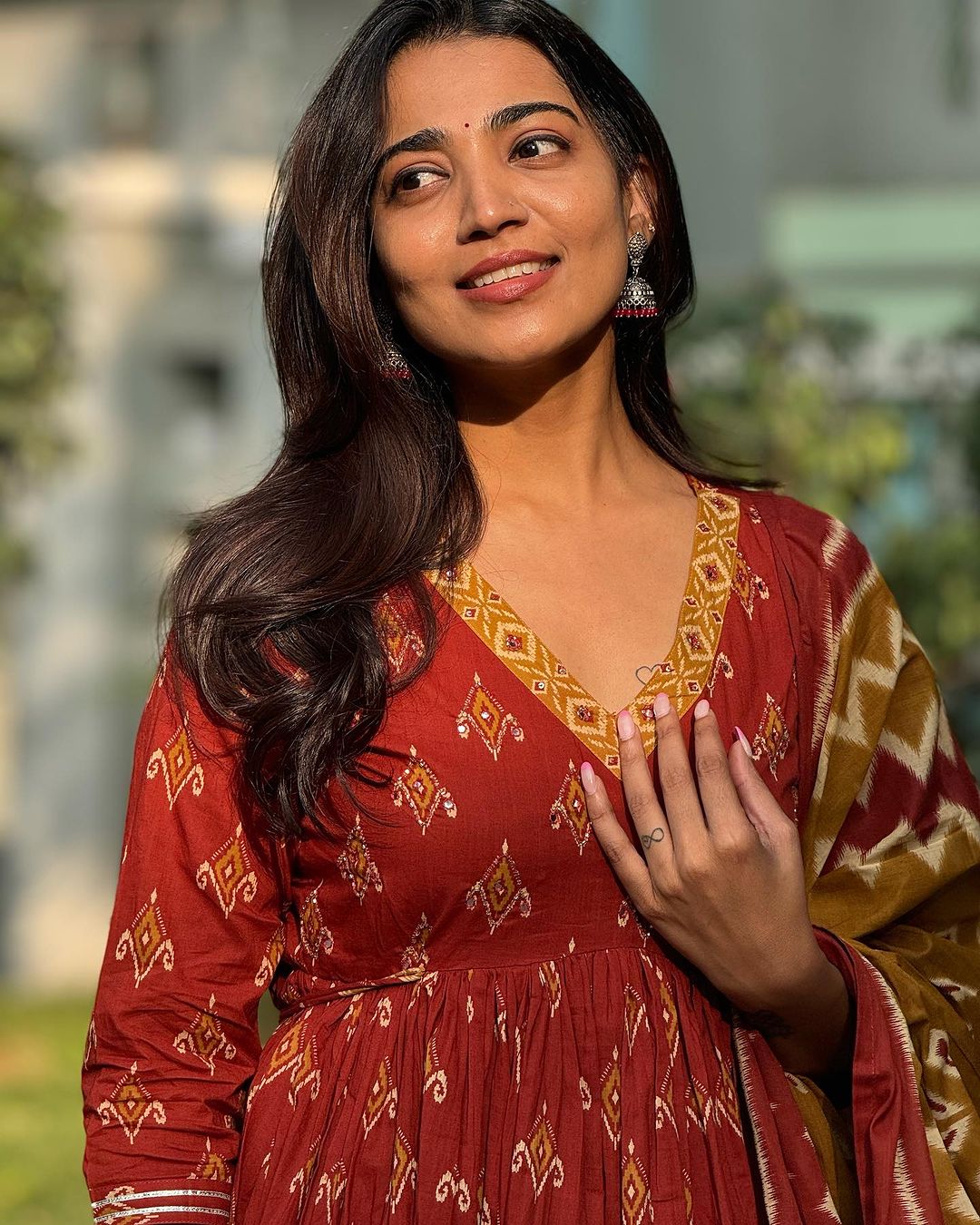 Indian Fashion Women Viscose Printed Red Kurta And Pant Set With Dupatta