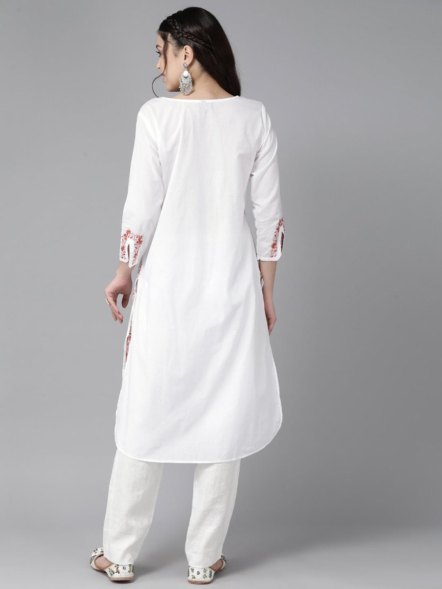 ADA Floral Embroidered Chikankari Floral Kurta - Distacart