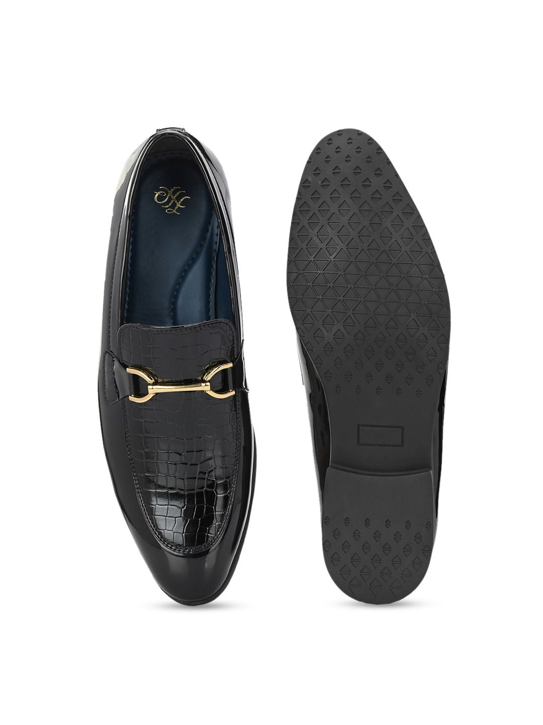 House of Pataudi Men Textured Slip On Formal Loafers