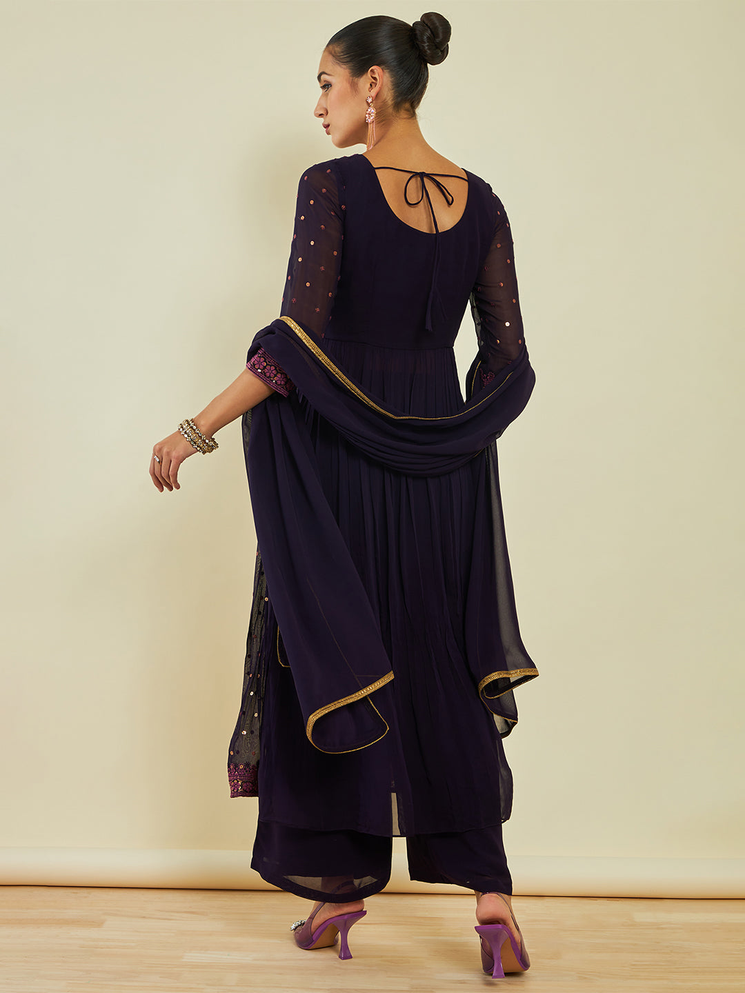 Soch Ethnic Motifs Embroidered Sequined Kurta with Palazzos & Dupatta - Distacart