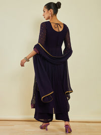 Thumbnail for Soch Ethnic Motifs Embroidered Sequined Kurta with Palazzos & Dupatta - Distacart