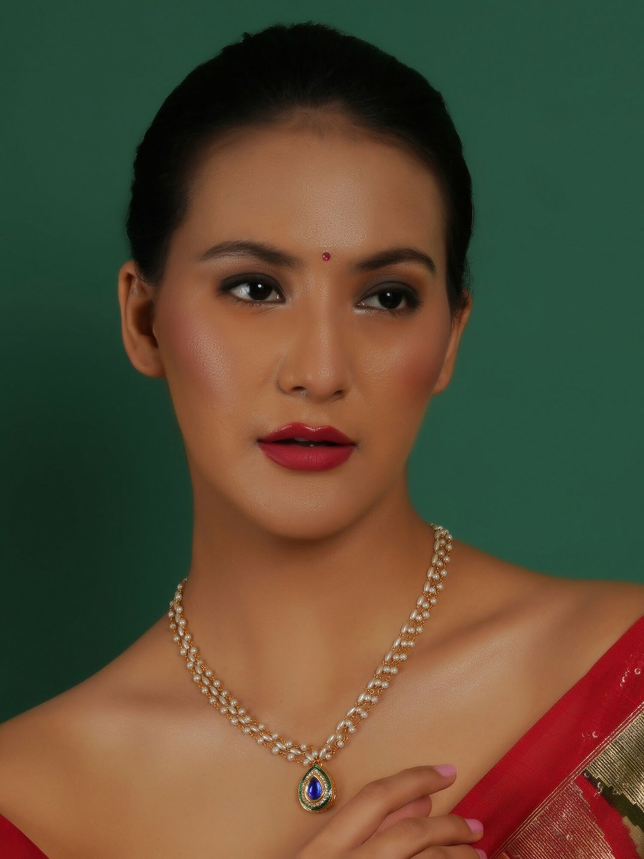Kundan Necklace (Gold) - Ruby Raang - Distacart