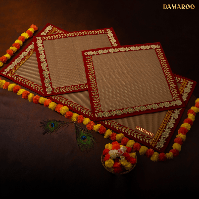 Buy Damaroo Combo Pack of 3 | Classic Nylon Pooja Aasan & Mat | Red ...