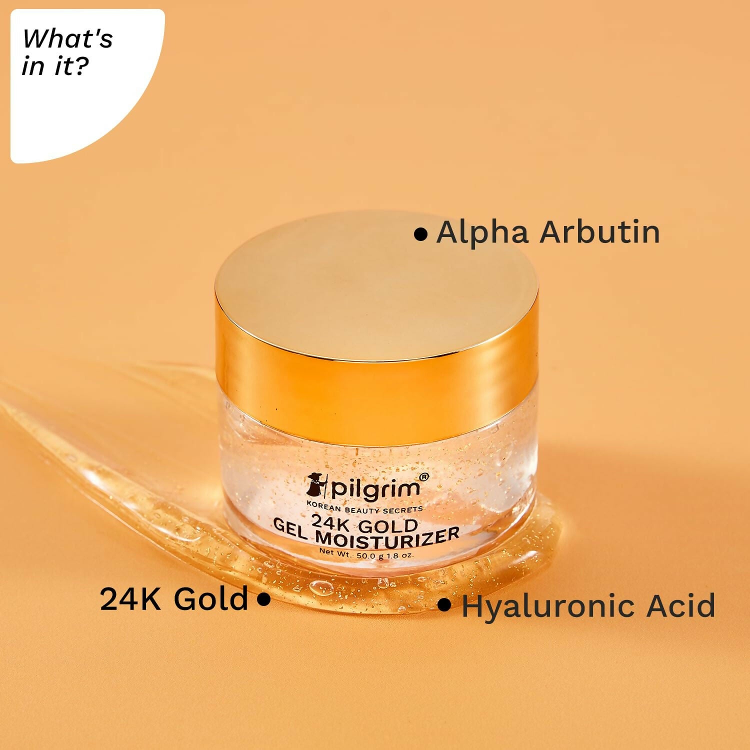 Pilgrim 24k Gold Gel Moisturizer, Reduces Dark Spots, Gives Luxurious Glow, Non-greasy - Distacart