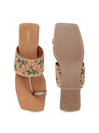 Thumbnail for Anouk Tan Brown Printed Open Toe Flats