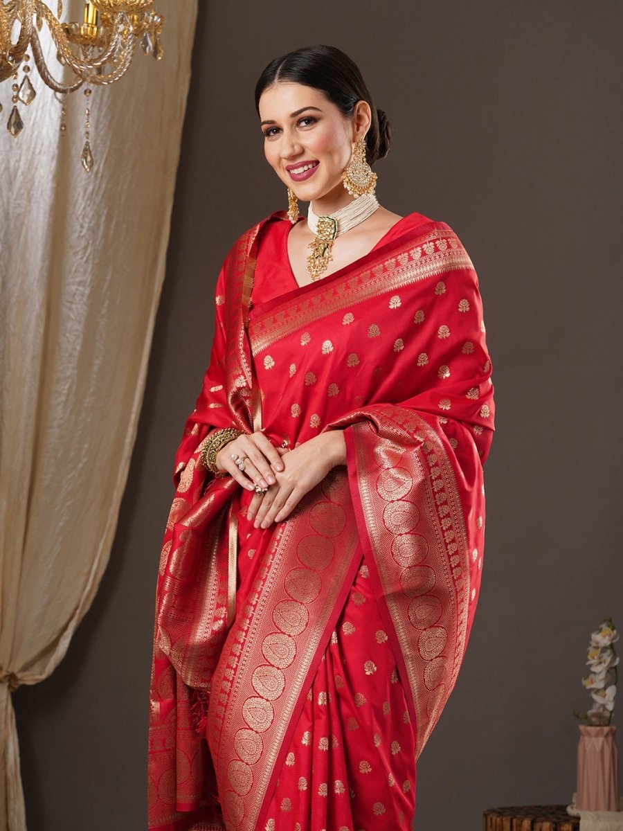 Anouk Floral Zari Banarasi Saree - Distacart