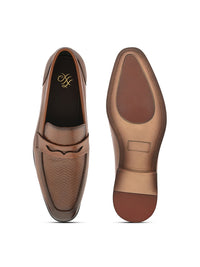 Thumbnail for House of Pataudi Men Textured Formal Loafers