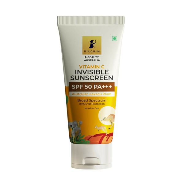 Pilgrim Vitamin C Invisible Sunscreen SPF 50 PA+++ with Australian Kakadu Plum, Broad spectrum, UVA/UVB Protection, No White Cast - Distacart