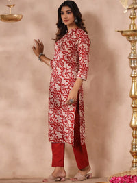 Thumbnail for Anubhutee Floral Printed Regular Gotta Patti Pure Cotton Kurta With Trousers - Distacart