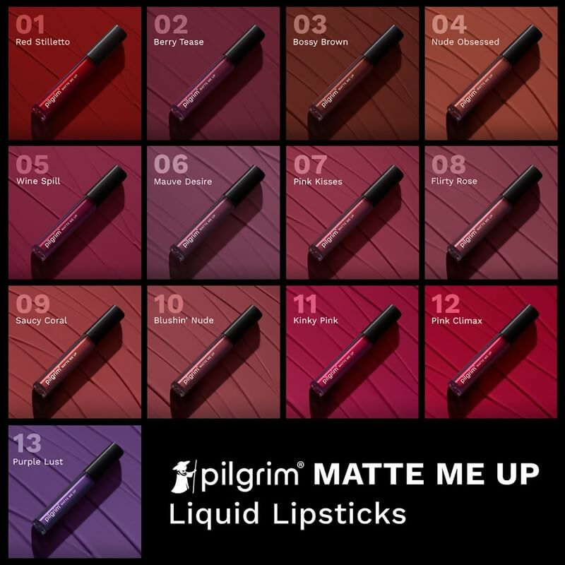 Pilgrim Liquid Matte Lipstick with Hyaluronic Acid - Pink Kisses - Distacart