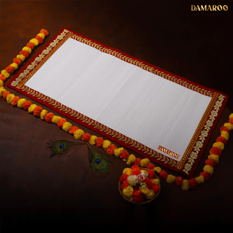 Buy Damaroo 2x4 ft | Classic Nylon Pooja Couple Mat | Red Gotapatti ...