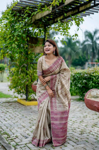 Thumbnail for Aastha Fashion Wine Thread Woven Handloom Tussar Silk Saree with Blouse - Distacart