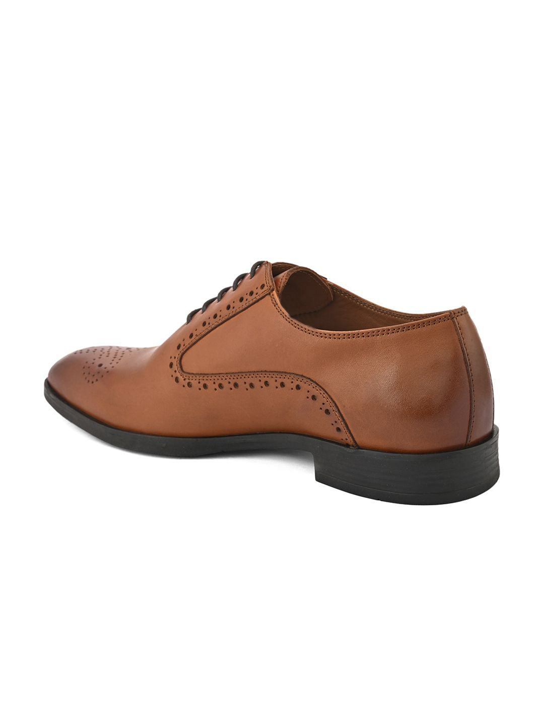 House of Pataudi Men Genuine Leather Perforated Formal Brogues