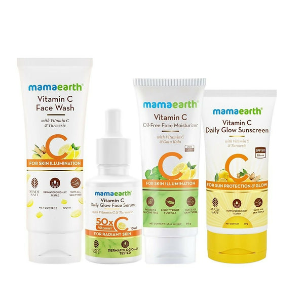 Mamaearth CSMS (Cleanser, Serum, Moisturizer, Sunscreen) Vitamin C Daily Glow Combo