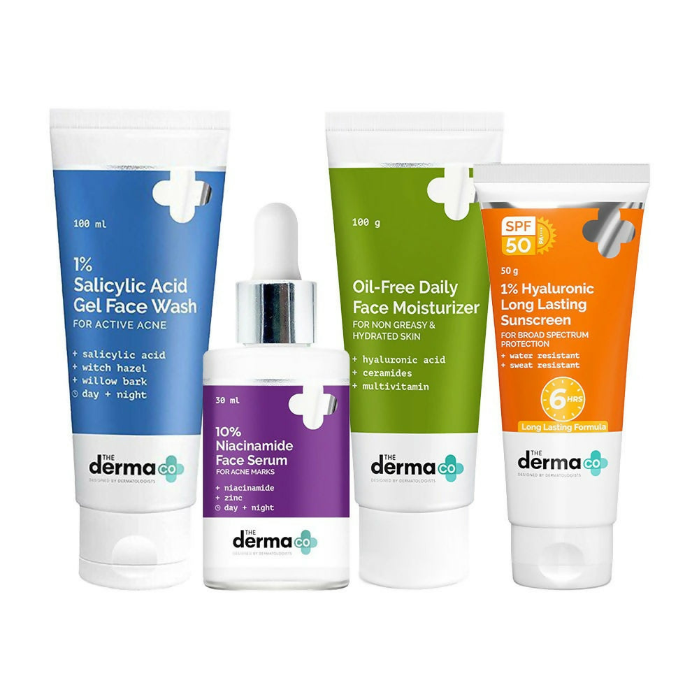 The Derma Co I-Beauty CSMS (Cleanser, Serum, Moisturizer, Sunscreen) For Acne Prone Skin Combo