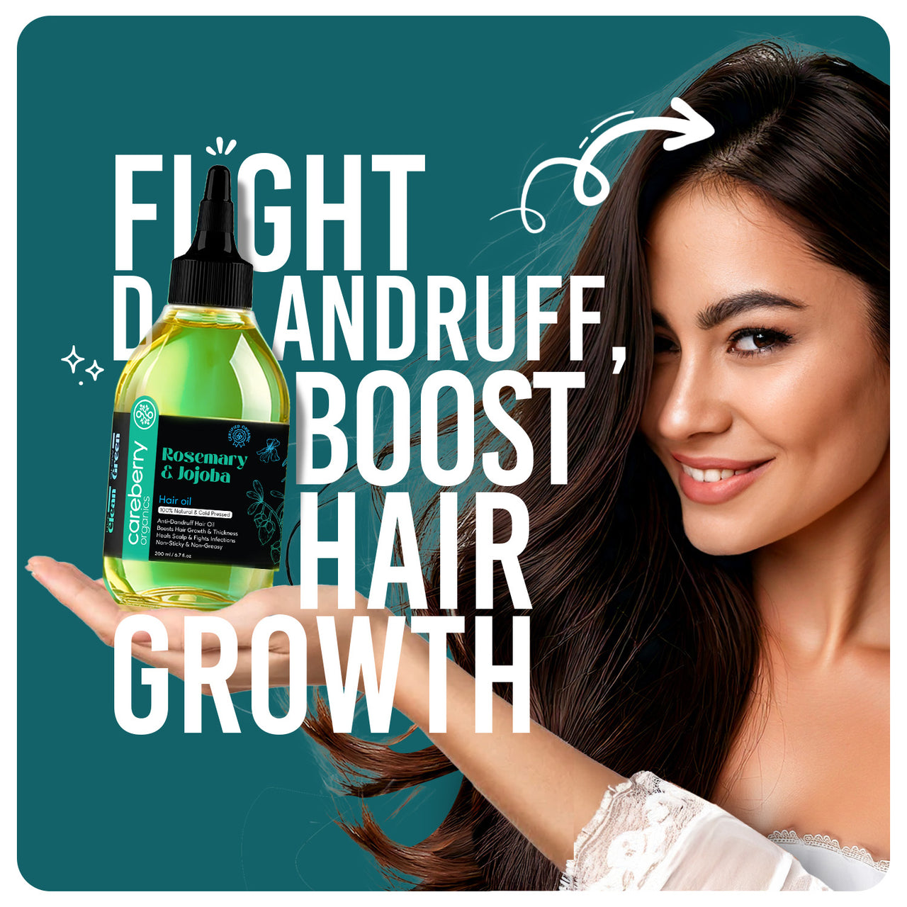 Careberry 100% Organic Rosemary & Jojoba Anti Dandruff Hair Oil - Distacart