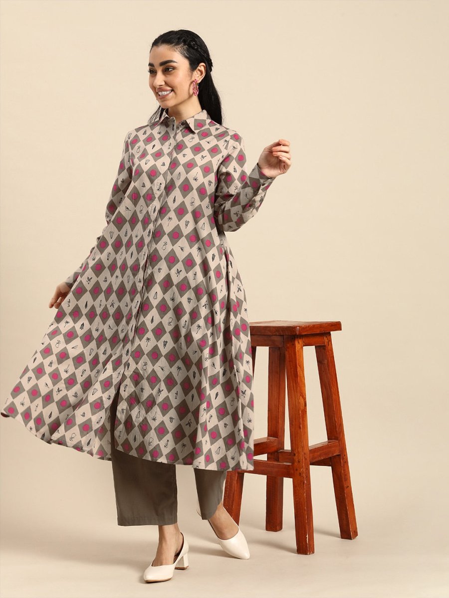 Anouk Women Quirky Printed Pure Cotton Kurta with Trousers - Distacart