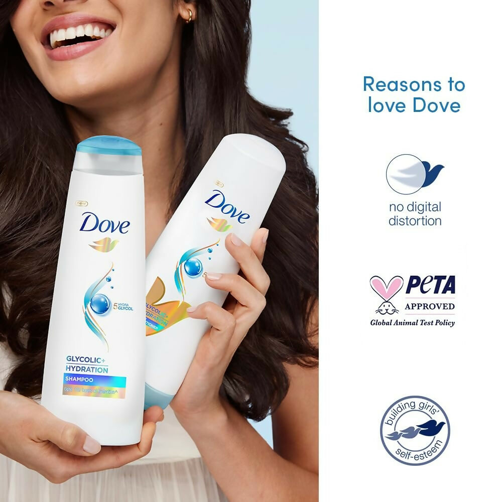 Dove Glycolic + Hydration Conditioner With 5% Hydra-Glycol For Upto 100 Hours Of Hydrated, Fluid Hair