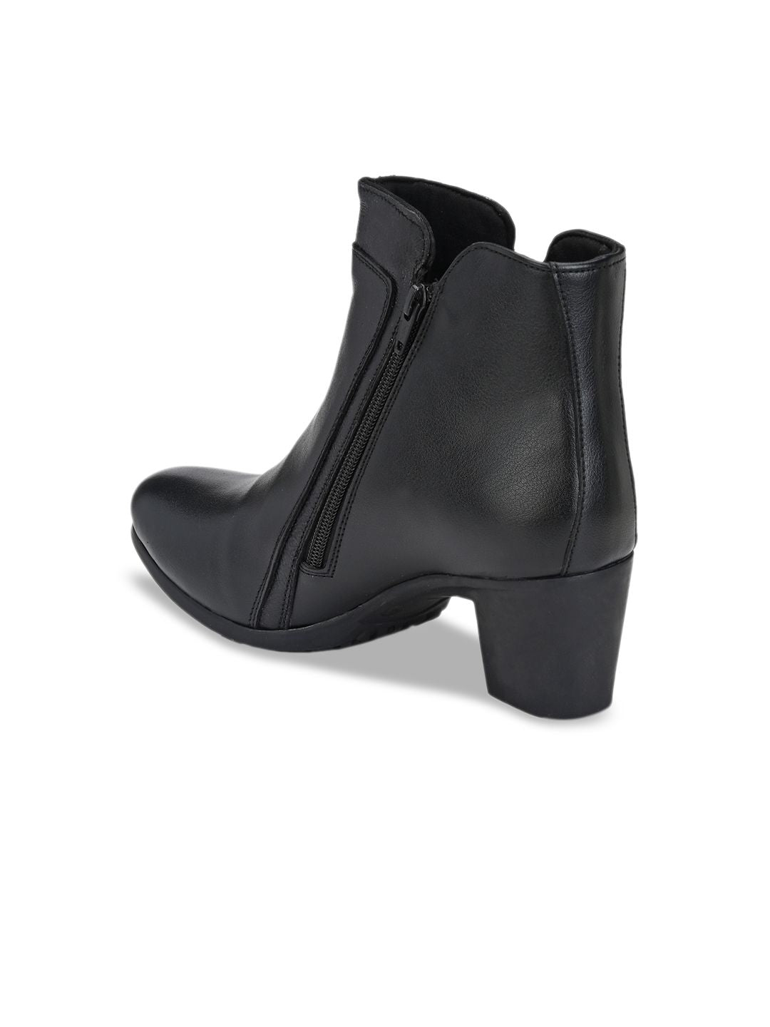 Delize Women Black Textured Heeled Boots