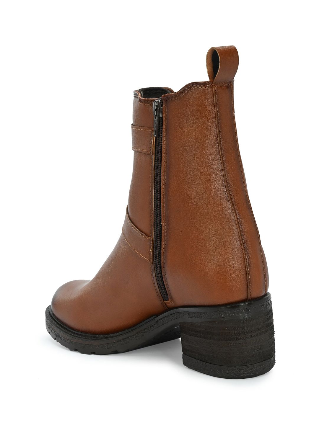 Delize Women Vegan Leather Block-Heeled Zip-Up Chelsea Boots