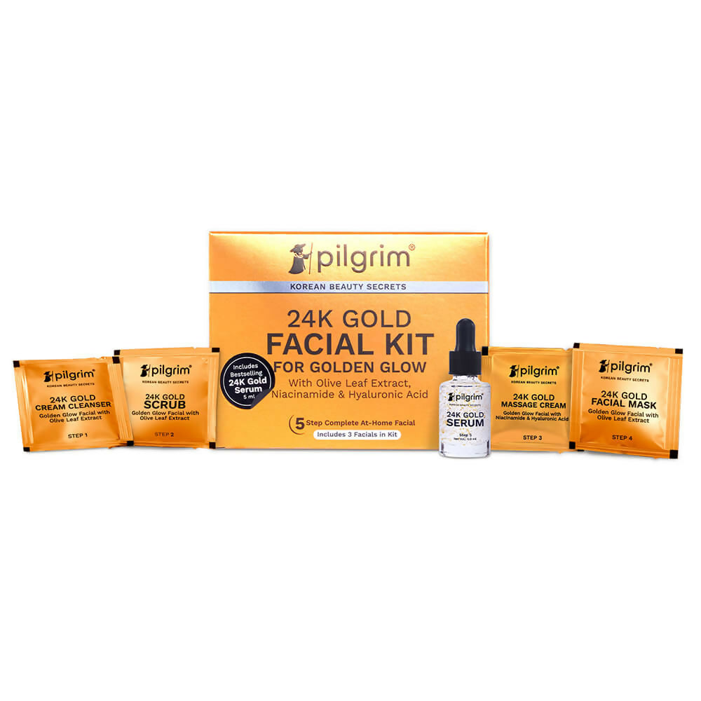 Pilgrim 24K Gold Facial Kit For Golden Glow - Distacart