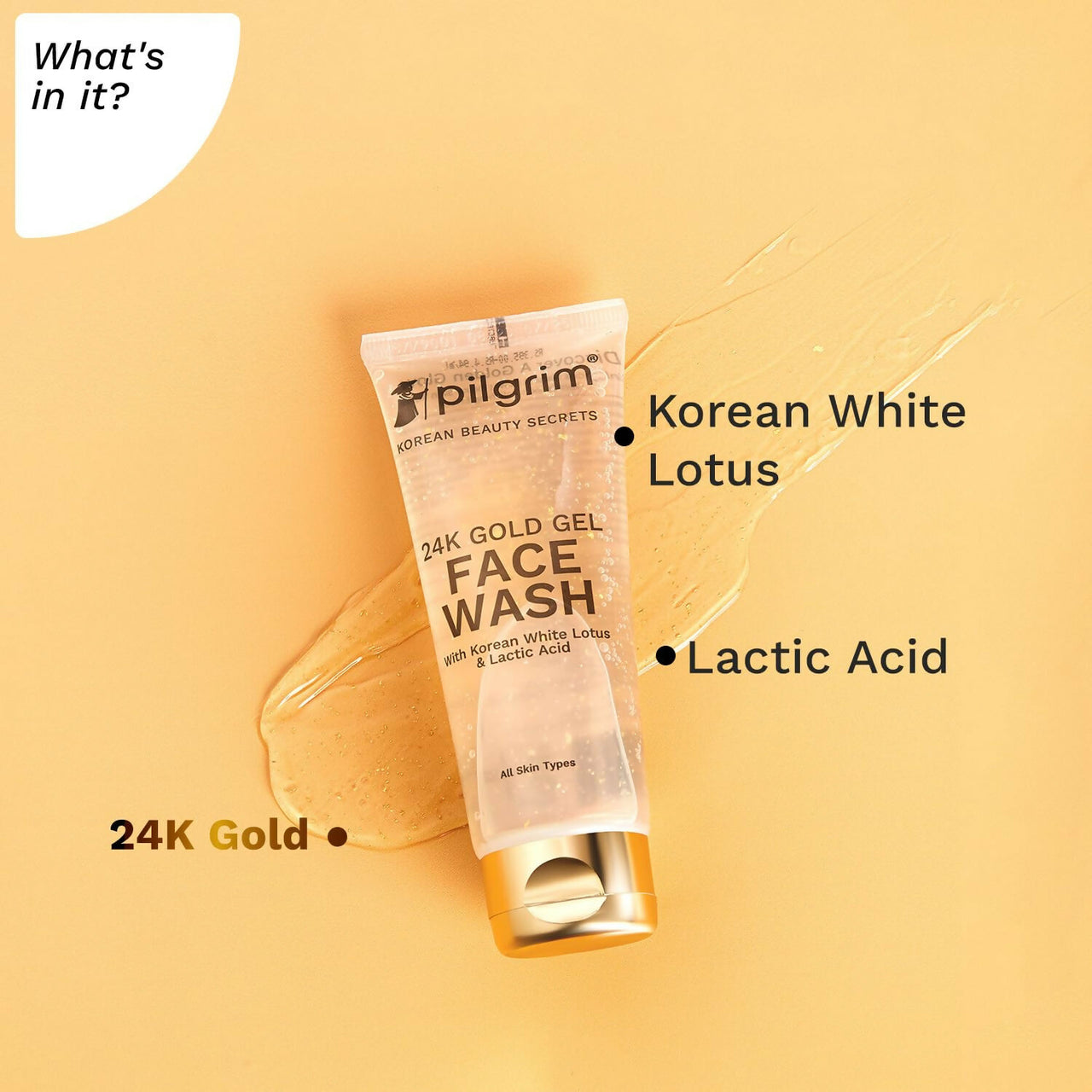 Pilgrim 24k Gold Gel Facewash with Korean White Lotus For Glowing Skin, Reduce Dark Spot And Improves Skin Texture - Distacart