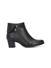 Thumbnail for Delize Black Mid-Top Block Heeled Boots