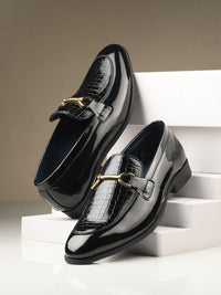 Thumbnail for House of Pataudi Men Textured Slip On Formal Loafers