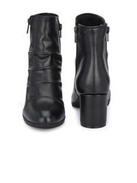 Thumbnail for Delize Black Block Heeled Boots with Buckles