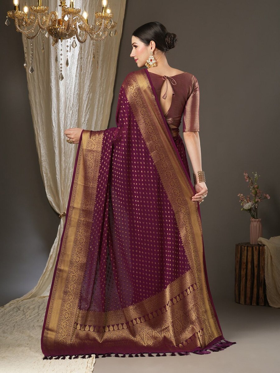 Anouk Ethnic Motifs Zari Pure Georgette Kanjeevaram Saree - Distacart