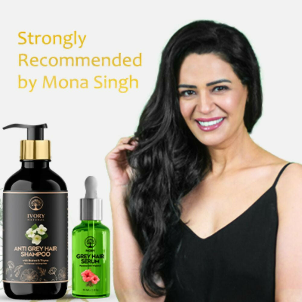 Ivory Natural Grey Serum And Hair Shampoo Combo Restores Natural Hair Wellness And Nourished, Shiny Hair