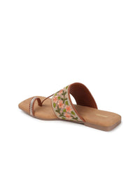 Thumbnail for Anouk Tan Brown Printed Open Toe Flats