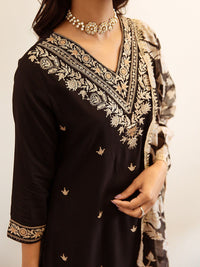 Thumbnail for Indo Era Ethnic Motifs Embroidered Regular Thread Work Kurta with Salwar & Dupatta