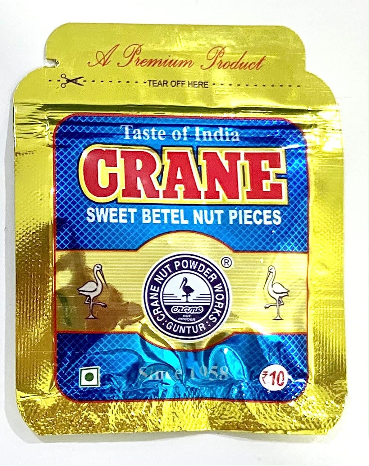 Crane Betel Nut Pieces Sweet Blue Pouch | Crane Supari | Premium Quality Taste of India Mouth Freshener