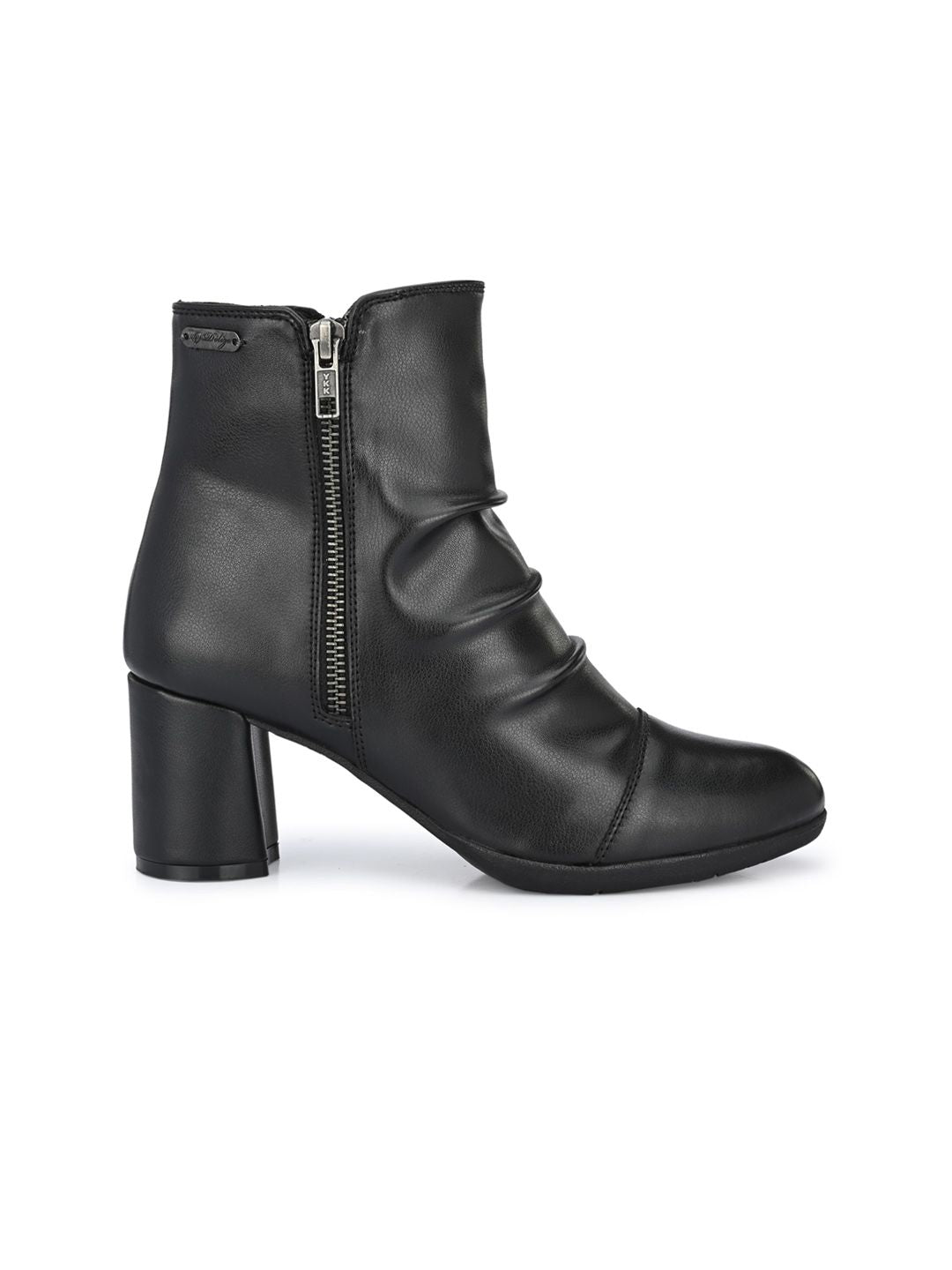 Delize Black Block Heeled Boots with Buckles