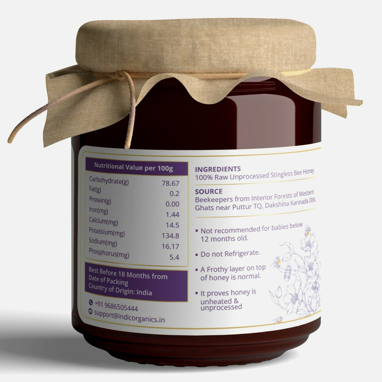 Indic Organics Small Stingless Bee Raw Honey from Western Ghats - Distacart