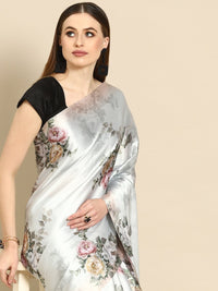 Thumbnail for Anouk Sea Green Floral Satin Saree - Distacart